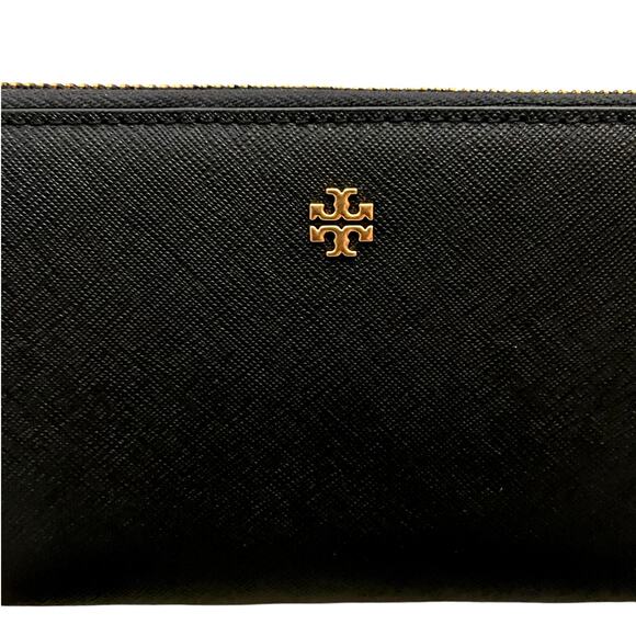 TORY BURCH Emerson Wristlet Zip Continental Wallet Saffiano Leather Black NEW - Picture 8 of 16